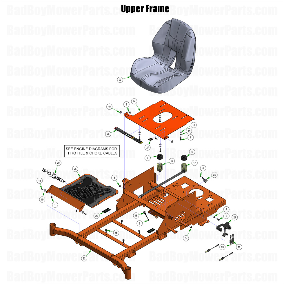 3982 - Bad Boy Mower Parts Lookup > 2025 > ZT Avenger > Upper Frame